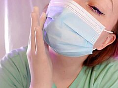 Curvy homemade video featuring a girl next door in surgical gloves