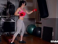 Athletic mature NeKane's workout turns into sensual self-pleasure