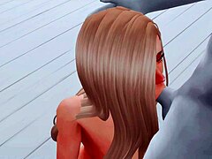 Vroči anime video Hot Sims 4 prikazuje zrelo mamo v trdi akciji