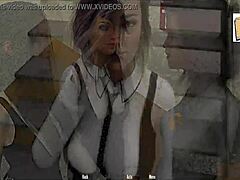एक यौन रूप से चार्ज 3D गेम में प्रौढ़ मिल्फ एनीमे पात्र।
