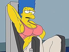 Marge, the housewife, experiences intense pleasure as she receives hot cum in her ass and squirts in various directions. This uncensored anime features mature characters with big asses and big tits