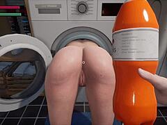 Se en fræk mor blive fanget i en varm vasketøjssession