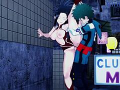 Mina Ashido, Momo Yaoyorozu a Izuku Midoriya se zapojí do intenzivní trojky v hentai My Hero Academia