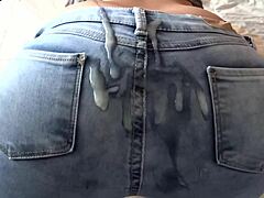 Madrastra's masturbation session ends with a cumshot on her jeans