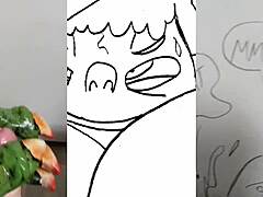 A nagy mellekkel rendelkező kövér hentai lány egy párás videóban maszturbál egy férfit és egy nyulat