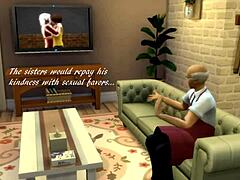 La abuela hace footjob y le hace una mamada en Sims 4